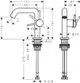 Hansgrohe Einhebel-Waschtischmischer mit Schwenkauslauf, seitlichem Hebel und integrierter Push-Open Ablaufgarnitur, schematische Darstellung mit Maßangaben.